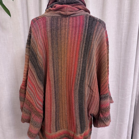 Multicolored Cowlneck Poncho Sweater - Picture 2 of 4